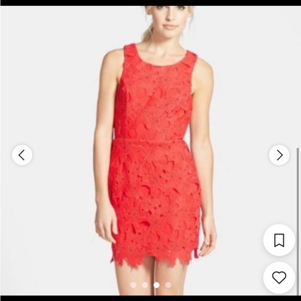 Astr The Label Textured Floral Lace Coral Dress